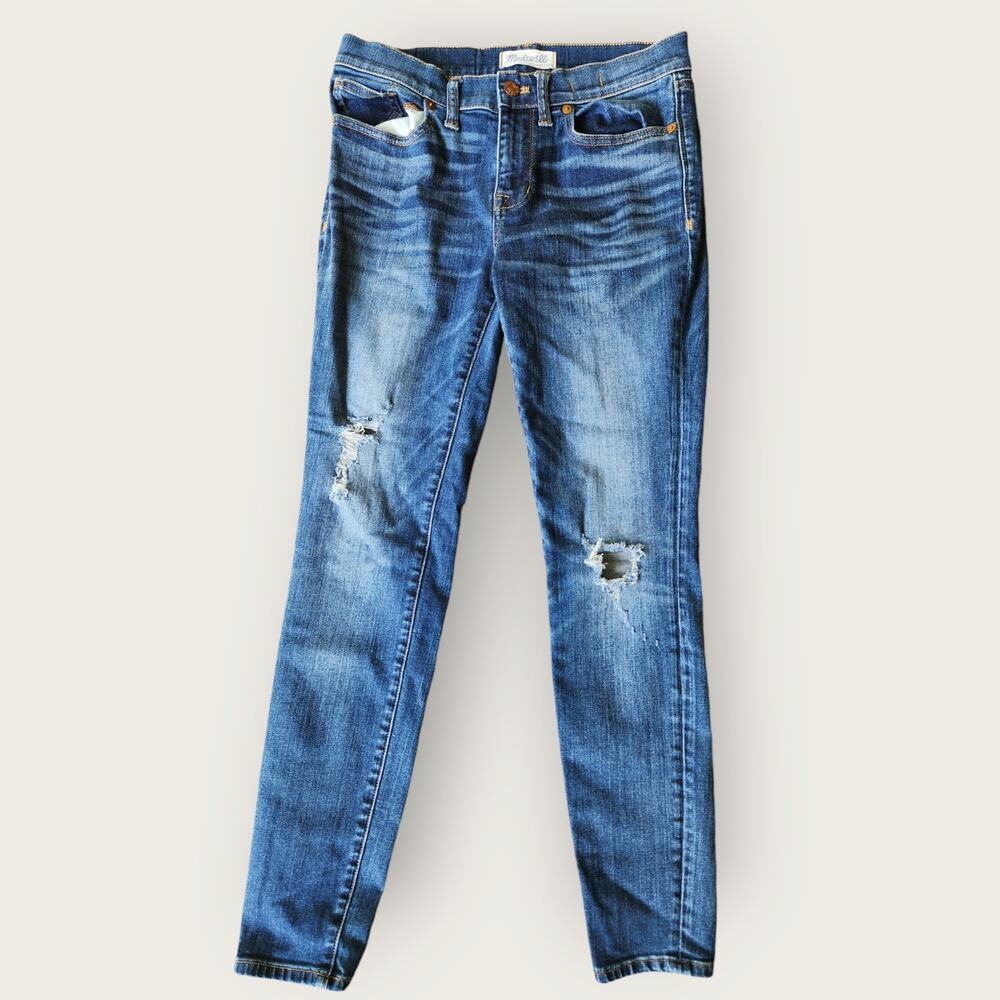 Madewell Women's Skinny Skinny Factory Distressed Mid-rise Jeans Sz 28"